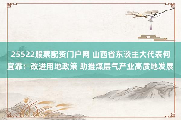 25522股票配资门户网 山西省东谈主大代表何宜霏：改进用地政策 助推煤层气产业高质地发展