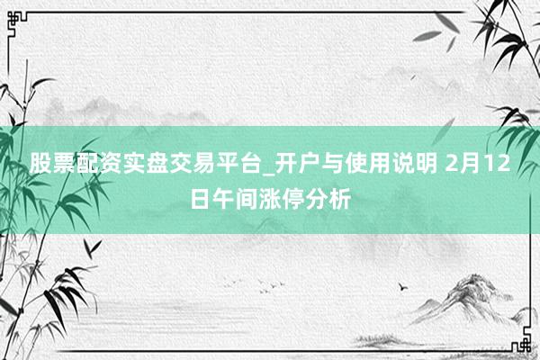 股票配资实盘交易平台_开户与使用说明 2月12日午间涨停分析