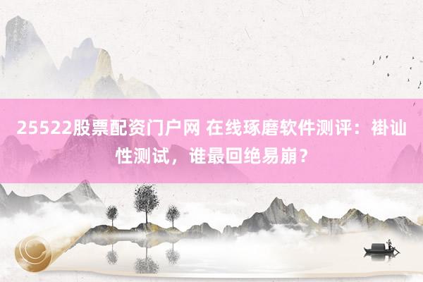 25522股票配资门户网 在线琢磨软件测评：褂讪性测试，谁最回绝易崩？