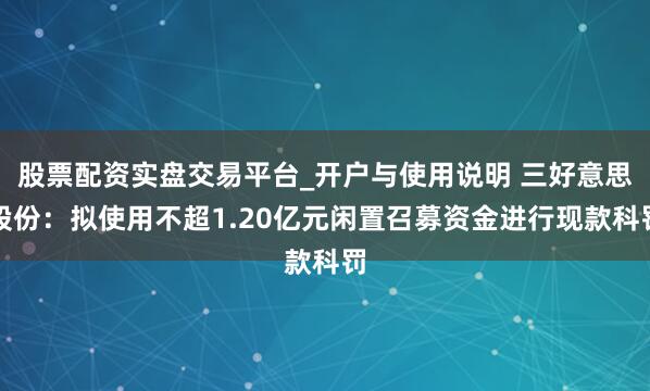股票配资实盘交易平台_开户与使用说明 三好意思股份：拟使用不超1.20亿元闲置召募资金进行现款科罚