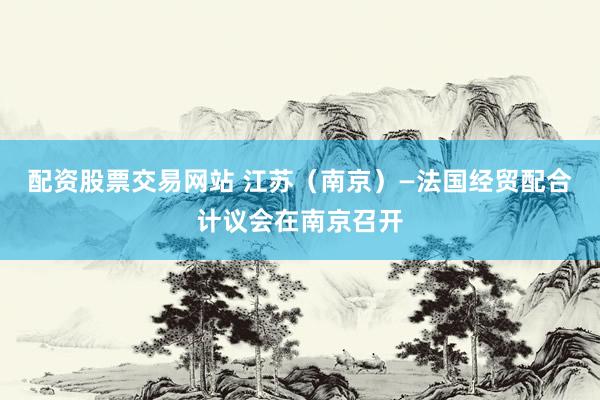 配资股票交易网站 江苏（南京）—法国经贸配合计议会在南京召开